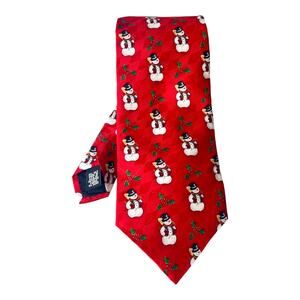 Mens Silk Necktie Christmas Snowman Novelty Tie Hallmark MMG Holiday Traditions